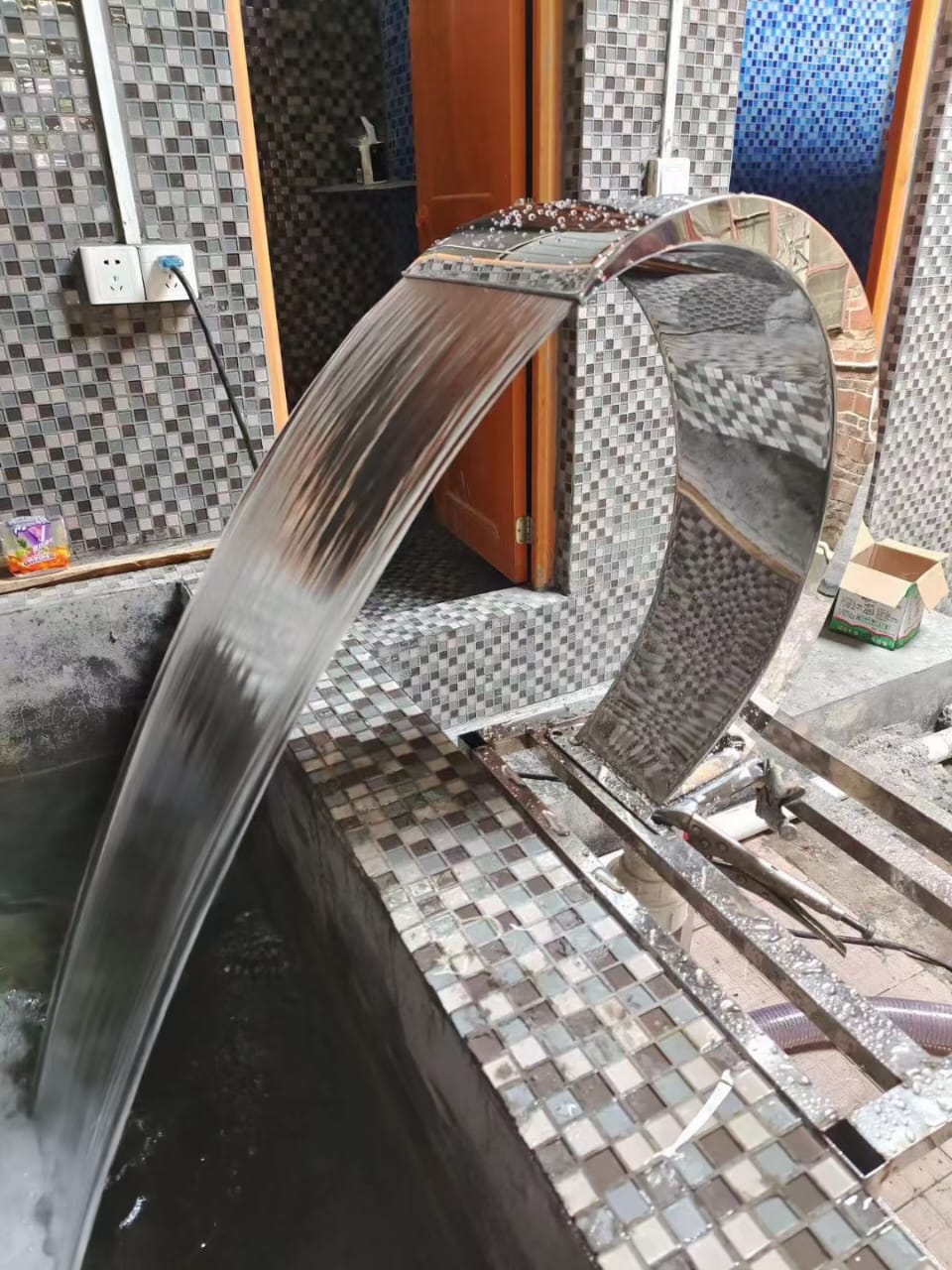 Stainless steel pool waterfall fountain