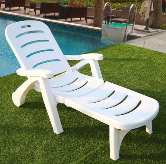 White folding pool lounger